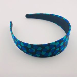 Silk Headband, New, Handmade - Blue and Green Dots Pattern
